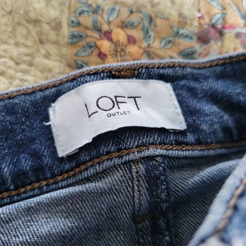 LOFT Outlet High Rise Straight Leg Raw Hem Jeans – Size 8 Blue - Picture 6 of 6